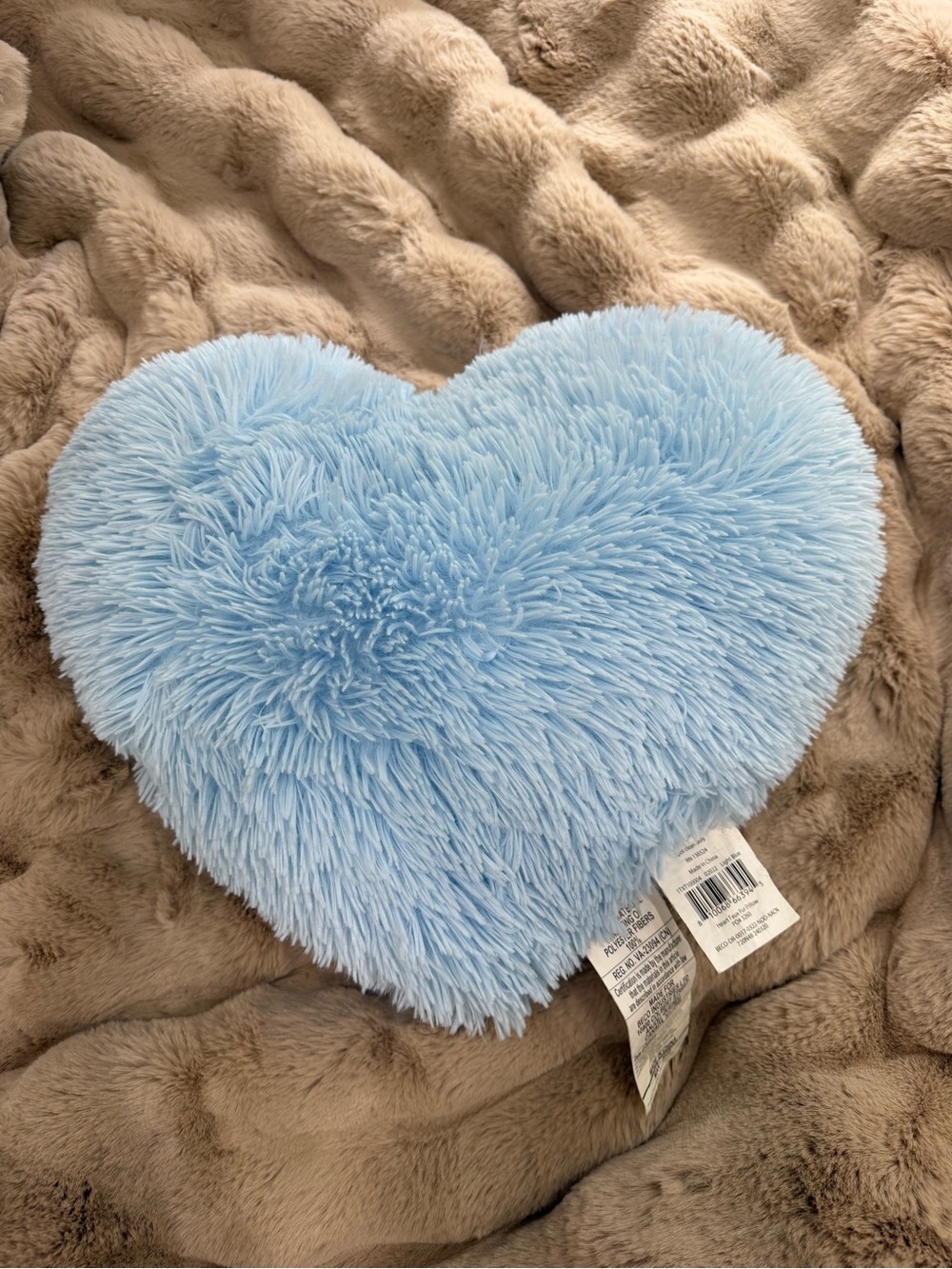Plush Heart Throw Pillow - Light Blue